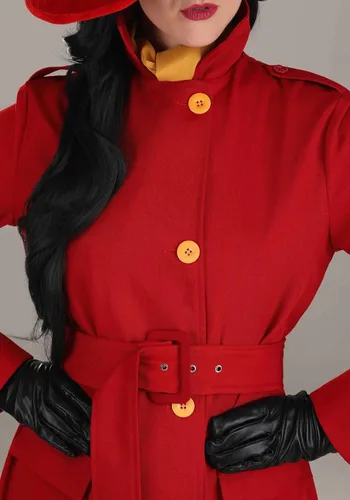 Vista 5 de Disfraz auténtico de Carmen Sandiego para mujer, Rojo