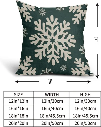 Vista 23 de Fundas de almohada decorativas de Navidad negras 40x40 cm con copos de nieve blancos de Navidad, juego de 2, temática rústica de invierno