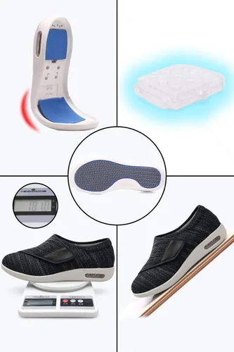Vista 3 de Zapatos para diabéticos para mujer, zapatos casuales ajustables para caminar, zapatos anchos para ancianos, pies hinchados, antideslizantes, cojín
