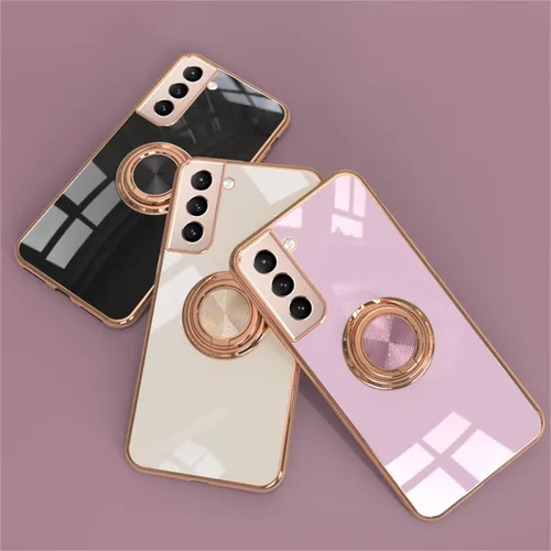 Vista 7 de EYZUTAK Caja magnética galvanizada del sostenedor del anillo para Samsung Galaxy S21 5G, 360 grados con la rotación del anillo del dedo del metal