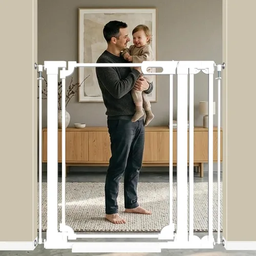 Vista 17 de WAOWAO Puerta transparente para bebés para escaleras, diseño moderno, acrílico con cierre automático, puerta para mascotas, 29.52-37.79 pulgadas