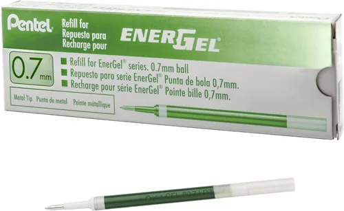 Vista 19 de Pentel - Tinta de recarga para bolígrafo de gel líquido EnerGel, (0.7mm), punta de metal, tinta negra, caja de 12 (LR7-A)