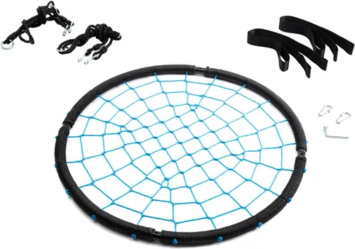 Vista 5 de Wonline Columpio para árbol de telaraña de 40 pulgadas, capacidad de peso de 330 libras, columpio de red para interiores y exteriores para niños