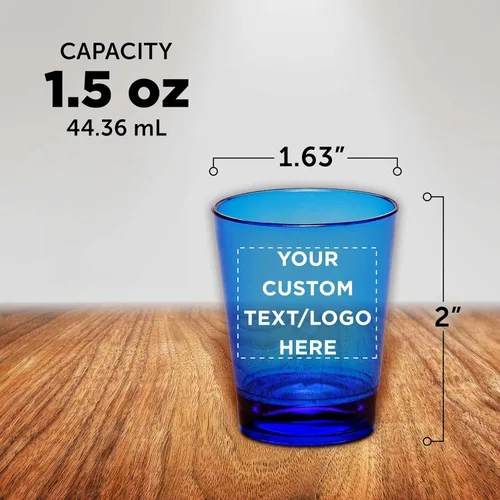 Vista 5 de Vasos de chupito de plástico translúcidos personalizados de 1.5 onzas, juego de 10/50/100 unidades, acrílico, ideal para regalos de cumpleaños