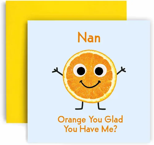 Vista 6 de Huxters Tarjetas de cumpleaños para hombres, tarjeta de cumpleaños naranja con texto en inglés "You Glad Brother" para él, divertida tarjeta del día