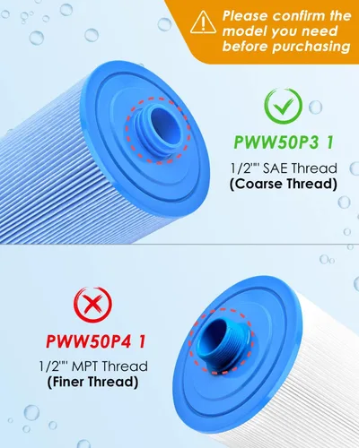 Vista 2 de PACETAP Filtro de spa de repuesto para Pleatco PWW50P3, Unicel 6CH-940, Filbur FC-0359, Waterways 817-0050, paquete de 2 filtros de bañera