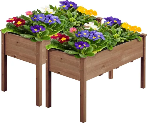 Vista 12 de Yaheetech 1 pieza Cama de Jardín Elevada 48x24x30 pulgadas Jardinera de Madera Elevada para Horticultura con Patas Cama de Cultivo de Pie