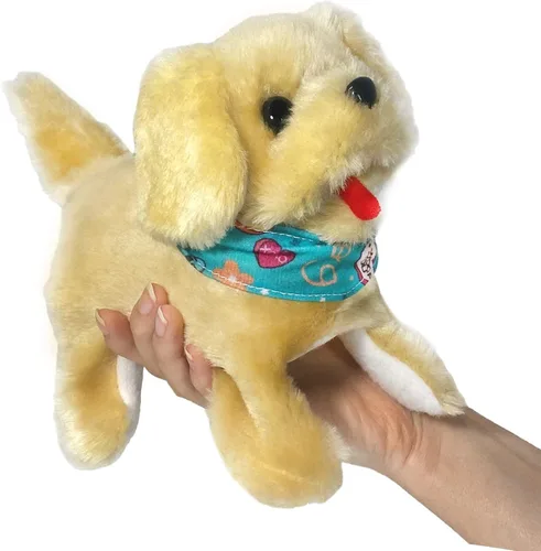 Vista 2 de Haktoys - Perros de peluche que funcionan con pilas para cachorros que saltos mortales caminan, se sientan y ladran – 2 cachorros de juguete de alta