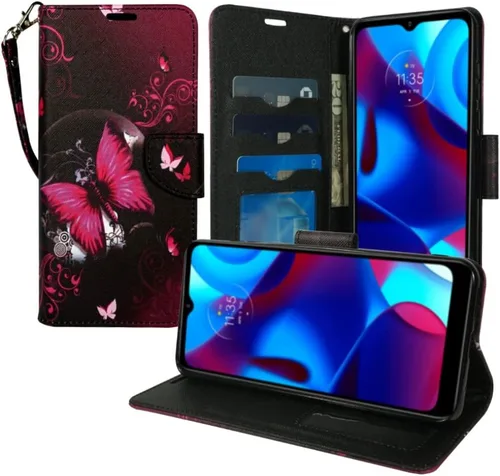 Vista 3 de Zase TCL 40 XE 5G (Verizon) - Funda protectora para teléfono, bonita mujer, de piel sintética de alta calidad, con función atril, soporte