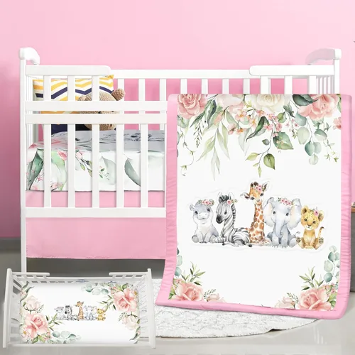 Vista 9 de Hahafelt - Juego de ropa de cama para cuna de bebé, 3 piezas Verde