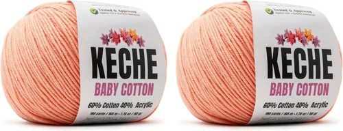 Vista 106 de Keche Hilo de Algodón, 60% Algodón 40% Hilo Acrílico, Hilo de Algodón Suave para Crochet y Tejer, Hilo Amigurumi 1 Madeja/Bola 1.76 Oz (50g) / 180