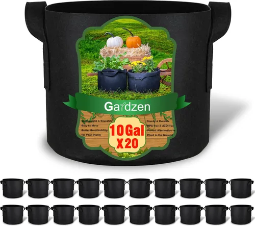 Vista 10 de Gardzen - 20 bolsas de cultivo con asas de 1 a 10 galones de tela
