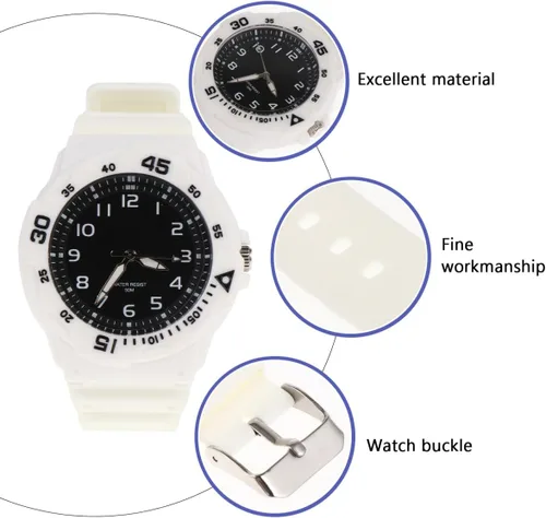 Vista 4 de Reloj de pulsera de color negro, impermeable, estilo casual, con correa de resina