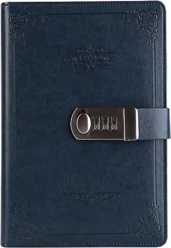 Vista 7 de Diario digital de contraseñas con candado, diario de privacidad retro con cerradura de combinación, carpeta de cuero, cuaderno con bloqueo diario
