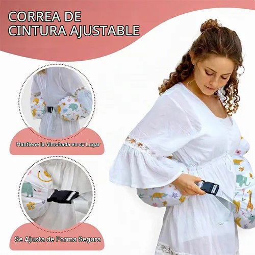 Vista 7 de Almohada de Lactancia PILLANI para Amamantar, Almohada de Pecho con Barrera de Seguridad para Mayor Comodidad, Registro de Bebé, Funda de Algodón