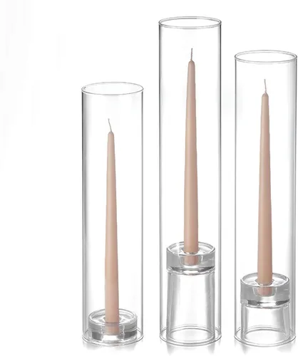 Vista 8 de Yummi Juego de 12 velas cónicas, chimeneas y soportes cónicos, color blanco