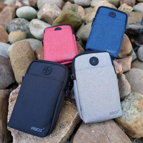 Vista 6 de Agoz Bolso cruzado para teléfono celular cartera con correa de hombro para Apple iPhone Negro