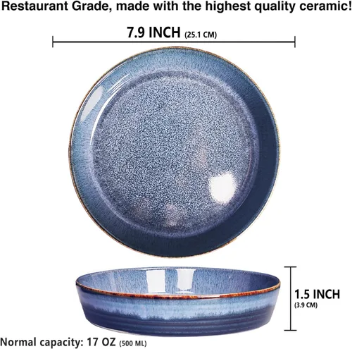 Vista 2 de Platos de porcelana para gratinar, aptos para microondas y horno, cazuelas, juego de platos gratinados para lasaña y zapateros, 17 onzas, 7.9