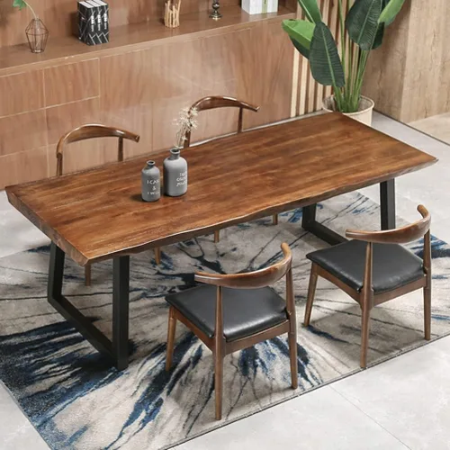 Vista 4 de Mesa moderna simple de madera maciza, 47.2-118.1 in de ancho/2.0 in de grosor, escritorio para computadora de oficina en casa, mesa de centro