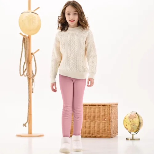 Vista 5 de BOOPH Leggings de invierno para niñas, con forro polar, pantalones básicos de longitud completa