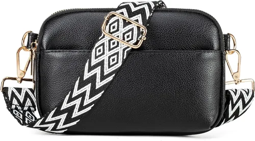 Vista 4 de Bolsos cruzados pequeños para mujer, de cuero vegano, cangureras cruzadas, bolso cruzado pequeño de hombro