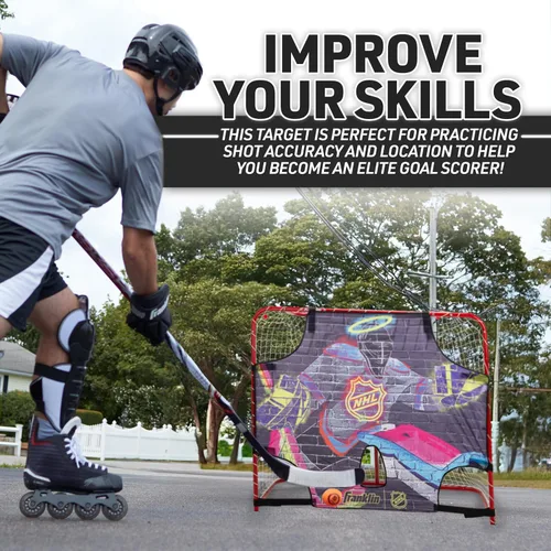Vista 2 de Franklin Sports NHL Street Hockey Goalie Shooting Target - Shooter Tutor Hockey Goal Practice Target - Street Hockey Net Goalie Target - Easy Attach