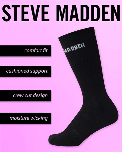 Vista 2 de Steve Madden Womens Socks Athletic Performance Running Socks Cushion Crew Socks for Women 4 Pack