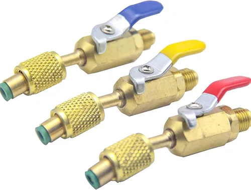 Vista 5 de Accesorios de baja pérdida Hvac R12 R22 a R134A Válvula de bola de cierre, aire acondicionado refrigerante en ángulo compacto adaptador de válvula