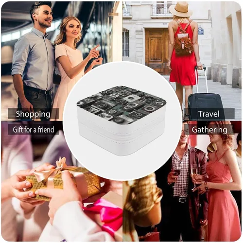 Vista 5 de Retro Cool Camera Collection Jewelry Box for Girls Women Custom Travel Jewelry Case Portable Jewelry Storage Box Mini Jewelry Organizer Case for