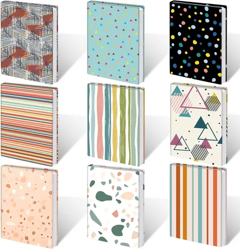 Vista 9 de Teling Paquete de 9 fundas elásticas para libros, fundas de tela jumbo para libros de texto de tapa dura, reutilizables, lavables, suministros