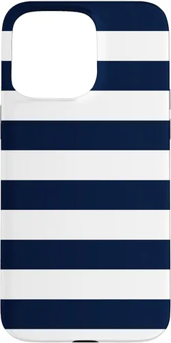 Vista 31 de Azul marino blanco rayas geométricas femeninas rayas preppy rayas caso para iPhone 17