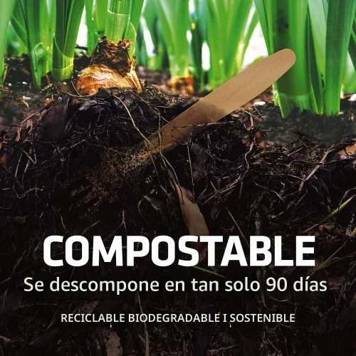 Vista 4 de Tenedores de madera, paquete de 100, 6.5 pulgadas, alternativa a