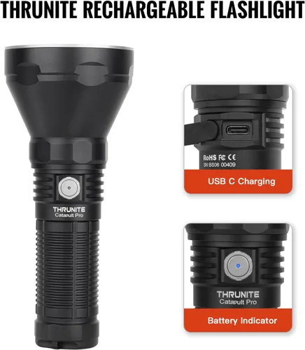 Vista 5 de ThruNite Catapult Pro linterna recargable, SFT70 LED, alcance de 1005 metros, linterna de búsqueda de 2713 lúmenes de alta luminosidad, foco de haz