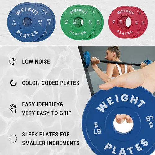 Vista 3 de 2 in Change Plates 1.25LB Pairs 2.5LB Pairs 5LB Pairs 10LB Pairs 17.5 LB 37.5 LB Set Fractional Weight Plates Set,Bumper plates for Gym Home,Rubber