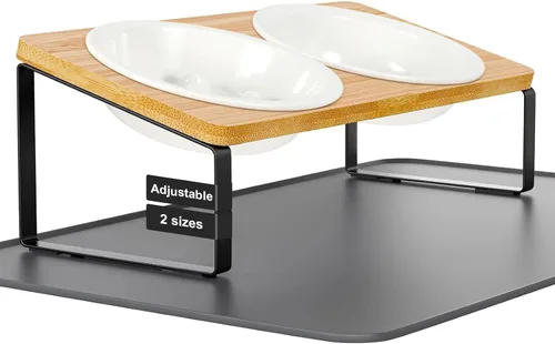 Vista 10 de LEAWALK Tazón de comida para gatos con altura ajustable mejorada Soporte de tazón de comida para perros de cerámica y tazón de alimentación lenta