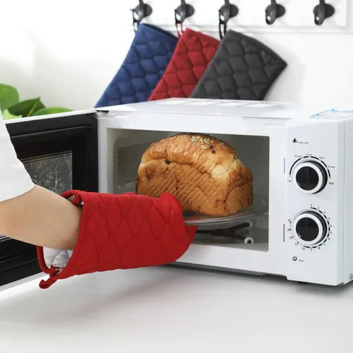Vista 6 de Glynniss Guantes de horno resistentes al calor, 2 guantes de silicona para horno, superficies de agarre antideslizantes, guantes de cocina