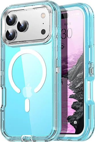 Vista 39 de AICase Funda transparente para iPhone 16e/13/iPhone 14, compatible con MagSafe 3 en 1, resistente protección contra caídas, cuerpo completo, a
