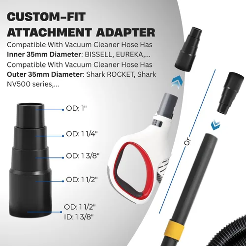 Vista 5 de Kit de adaptador de accesorio de vacío - Adaptador de manguera de vacío - Suministro de piscina Conector de mangueras de 1-1/4" o 1-1/2" - Adaptador