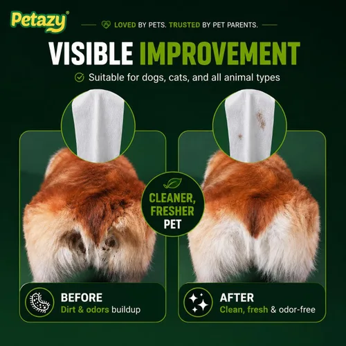Vista 4 de Petazy Toallitas para mascotas XL para perros y gatos, sin perfume, 72