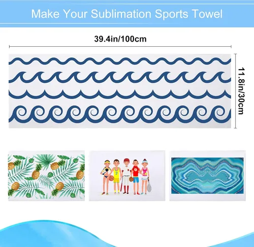 Vista 2 de BBTO 6 toallas refrescantes por sublimación a granel para deportes de 40 x 12 pulgadas, toalla blanca de sudor de golf, toalla de gimnasio