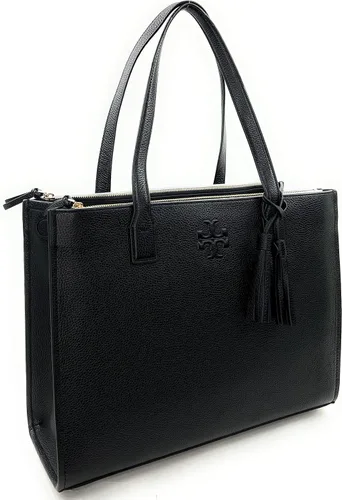 Vista 2 de Tory Burch Thea Pebbled Leather Tote, Negro