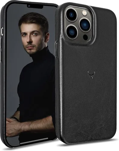 Vista 32 de Funda de piel auténtica, funda de piel antiarañazos de grano completo encerada con aceite, compatible con iPhone 12 Pro Max, a prueba de golpes
