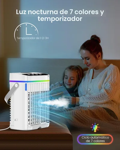Vista 8 de Aire Acondicionado Portátil, Mini Aire Acondicionado Portátil de 1250ml Ventilador de Enfriamiento de Aire Ventilador de Aire con 3 Velocidades