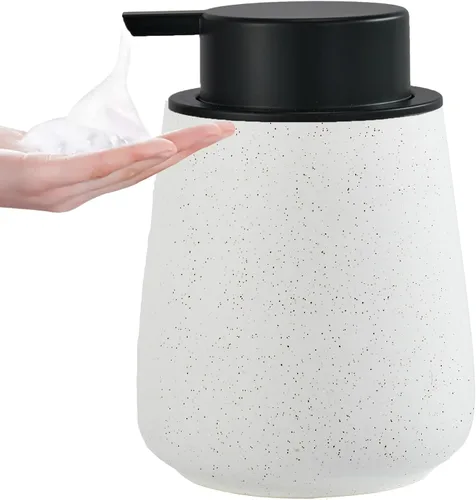 Vista 31 de Dispensador de jabón de manos de espuma de 12 onzas, dispensador de jabón espumoso negro para baño con bomba fácil de presionar, dispensador
