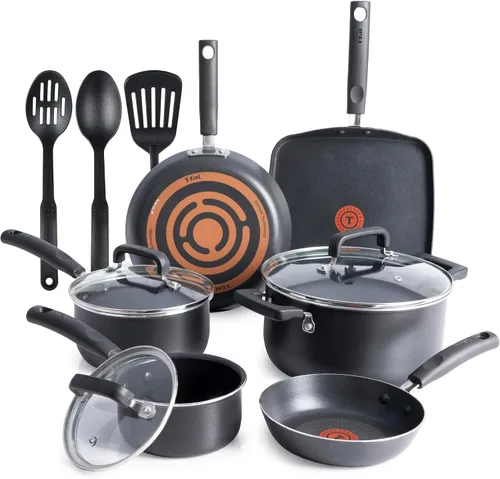 Vista 12 de T-Fal Signature - Juego de sartenes antiadherentes de 8 y 10 pulgadas, apto para lavavajillas, apto para horno hasta 350 °F, juego de ollas y Crema