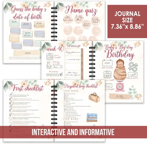 Vista 6 de Giftellino Diario de embarazo para madres primerizas – Libro de recuerdos de embarazo para futuras madres – Cuaderno de embarazo para embarazadas