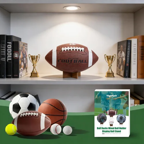 Vista 6 de Soporte de pelota para exhibición, soporte de baloncesto, soporte de exhibición de fútbol, soporte de madera para almacenamiento de pelotas