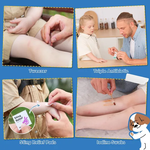 Vista 7 de StBernard Kit de Primeros Auxilios para Niños, Mini Kit Médico Portátil EDC con Lindos Vendajes, Triple Antibiótico para las Pequeñas Heridas