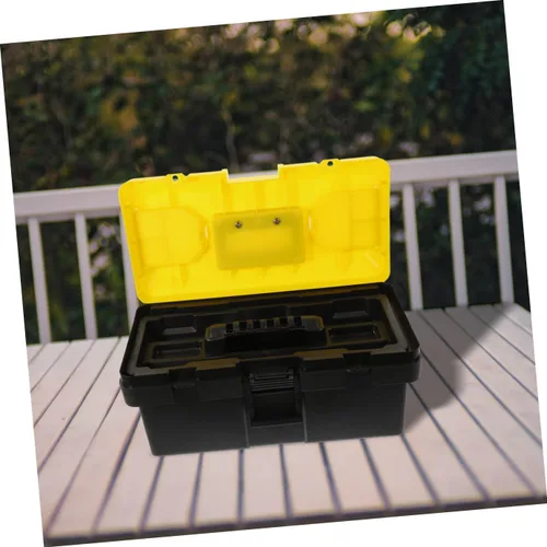 Vista 8 de Caja de herramientas apilable de plástico resistente con asa y candado, caja de transporte para electricista para almacenamiento de herramientas
