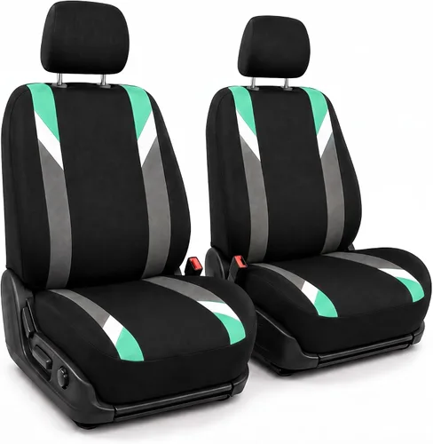 Vista 11 de FH Group Juego delantero de fundas de asientos de automóvil de tela para asientos de respaldo bajo con reposacabezas extraíble, ajuste universal